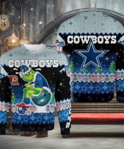 Dallas Cowboys Funny Grinch Knitted Christmas 3D Sweater For Fans