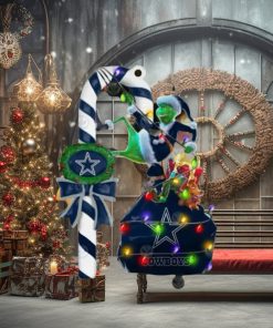 Dallas Cowboys Grinch Candy Cane Christmas Ornament