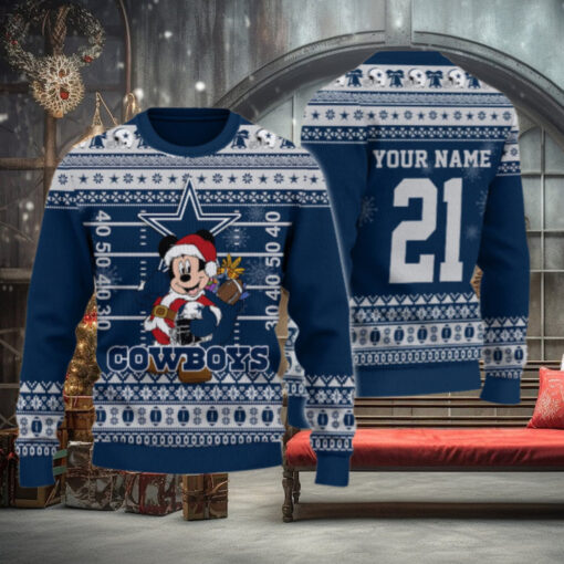 Dallas Cowboys Mickey Mouse Santa Ugly Christmas Sweater