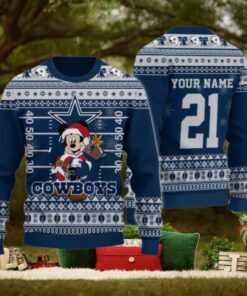 Dallas Cowboys Mickey Mouse Santa Ugly Christmas Sweater