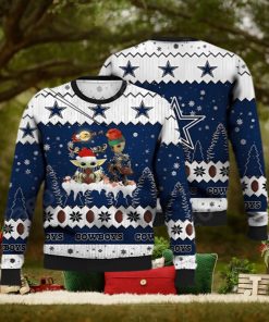 Dallas Cowboys NFL Baby Yoda And Baby Groot Ugly Christmas Sweater