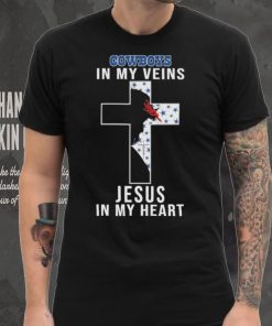 Dallas Cowboys NFL In My Veins Jesus In My Heart Cross 2024 T Shirt