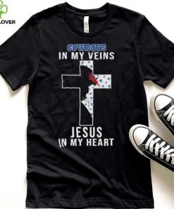 Dallas Cowboys NFL In My Veins Jesus In My Heart Cross 2024 T Shirt