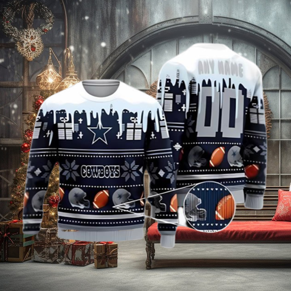 New Men Dallas Cowboys NFL Team Apparel Ugly Xmas Light 'em up Sweater Sz  S, 2XL