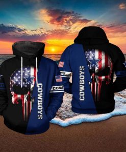 Dallas Cowboys NFL US Flag Skull Team 3D Printed Hoodie