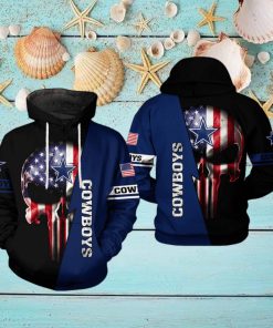 Dallas Cowboys NFL US Flag Skull Team 3D Printed Hoodie