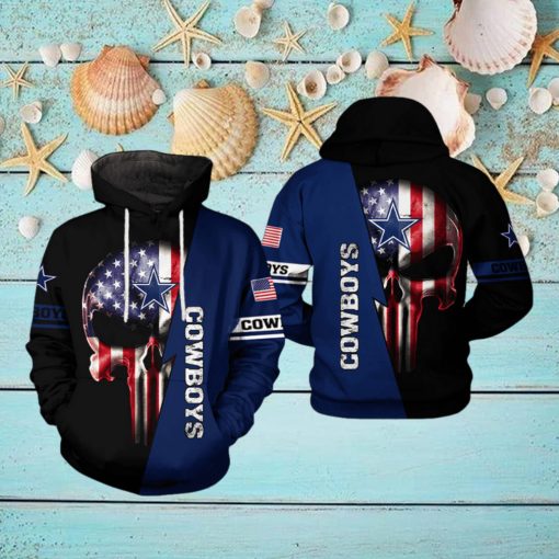 Dallas Cowboys NFL US Flag Skull Team 3D Printed Hoodie