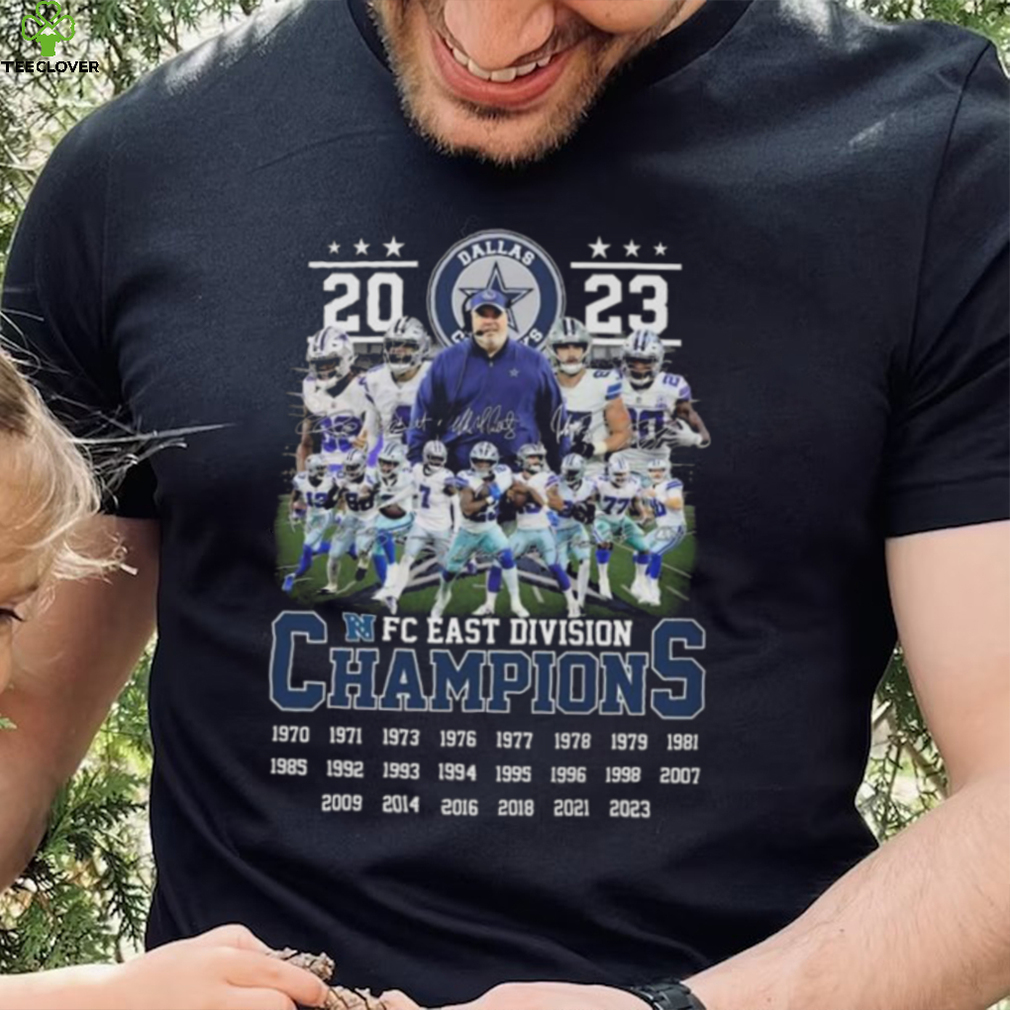 Dallas Cowboys Players 2023 NFC East Division Champions Signatures Shirt Dallas Cowboys Players 2023 NFC East Division Champions Signatures Shirt