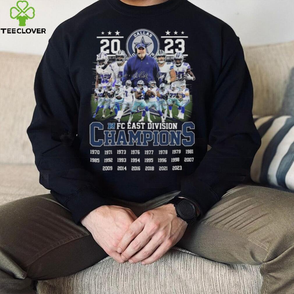 Dallas Cowboys Players 2023 NFC East Division Champions Signatures Shirt Dallas Cowboys Players 2023 NFC East Division Champions Signatures Shirt