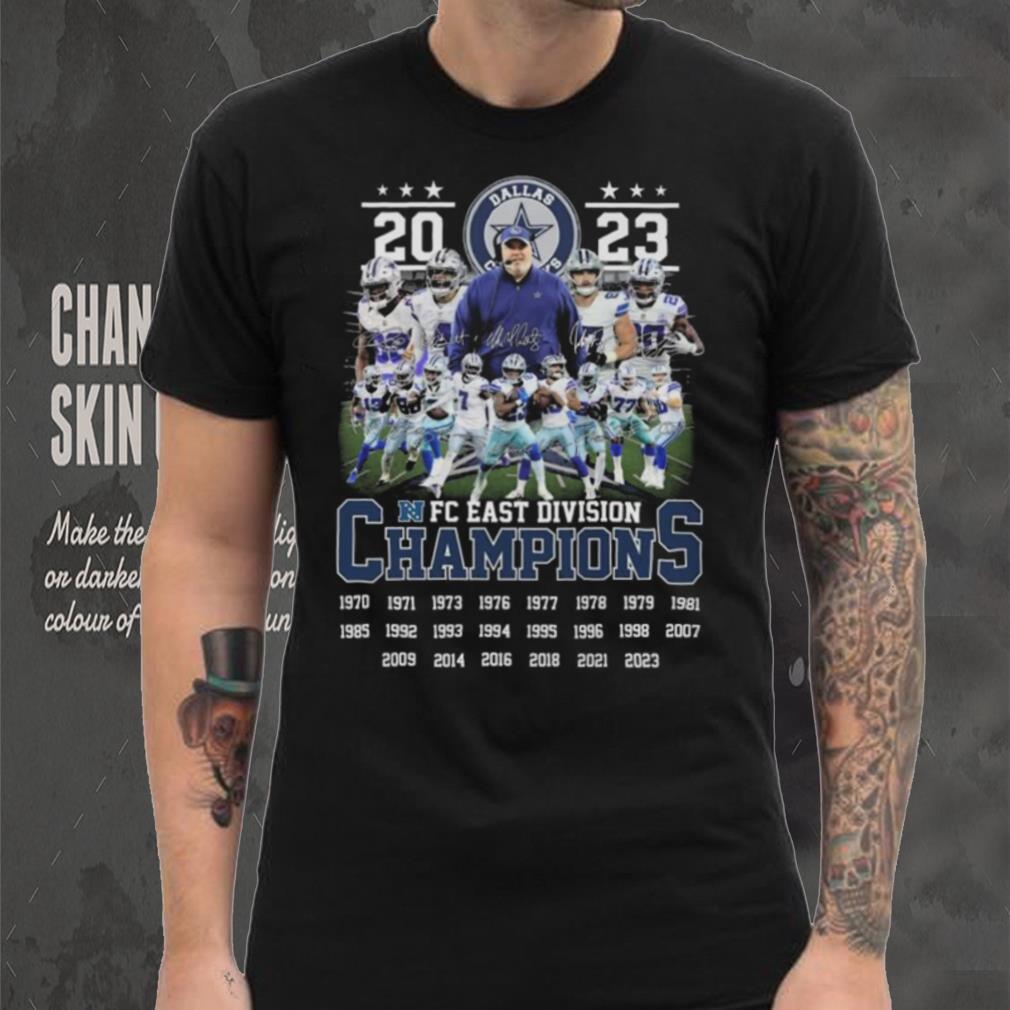 Dallas Cowboys Players 2023 NFC East Division Champions Signatures Shirt Dallas Cowboys Players 2023 NFC East Division Champions Signatures Shirt