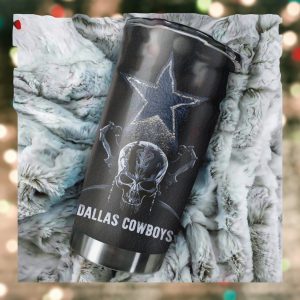 Dallas Cowboys Skull Custom Name Tumbler Personalized Football Dinkware Customized NFL Cup