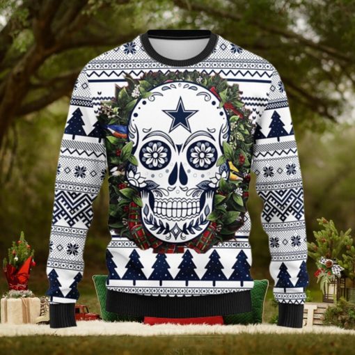 Dallas Cowboys Skull Flower Ugly Christmas Ugly Sweater