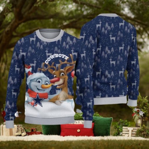 Dallas Cowboys Snowman Reindeer Ugly Christmas Sweater 3D Gift For Fans