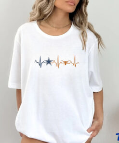 Dallas Cowboys Texas Longhorns Heartbeat Shirt 3 Dallas Cowboys Texas Longhorns Heartbeat Shirt