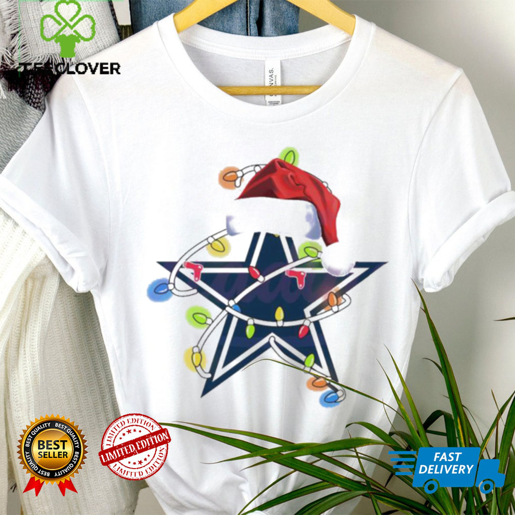 Dallas Cowboys With Santa Hat And Christmas Light Shirt Dallas Cowboys With Santa Hat And Christmas Light Shirt