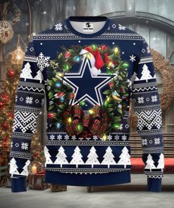 Dallas Cowboys Wreath Ugly Christmas Sweater Xmas 3D Printed Christmas Sweater Gift