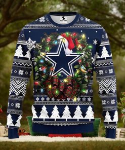 Dallas Cowboys Wreath Ugly Christmas Sweater Xmas 3D Printed Christmas Sweater Gift