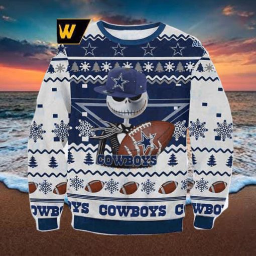 Dallas Cowboys X Jack Skellington Football 2023 Ugly Christmas Sweater