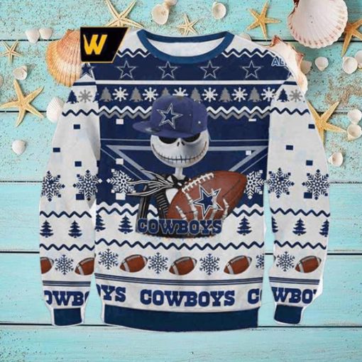 Dallas Cowboys X Jack Skellington Football 2023 Ugly Christmas Sweater