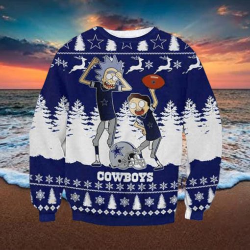 Dallas Cowboys X Rick Morty 2023 Ugly Christmas Sweater