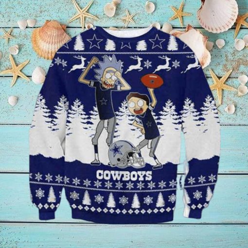 Dallas Cowboys X Rick Morty 2023 Ugly Christmas Sweater