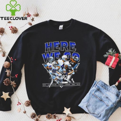 Dallas Cowboys football here we go players action pose draw hoodie, sweater, longsleeve, shirt v-neck, t-shirt