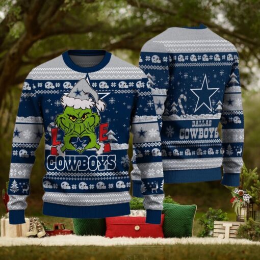 Dallas Cowboys x The Grinch For Merry Christmas 2024 With Love Ugly Sweater