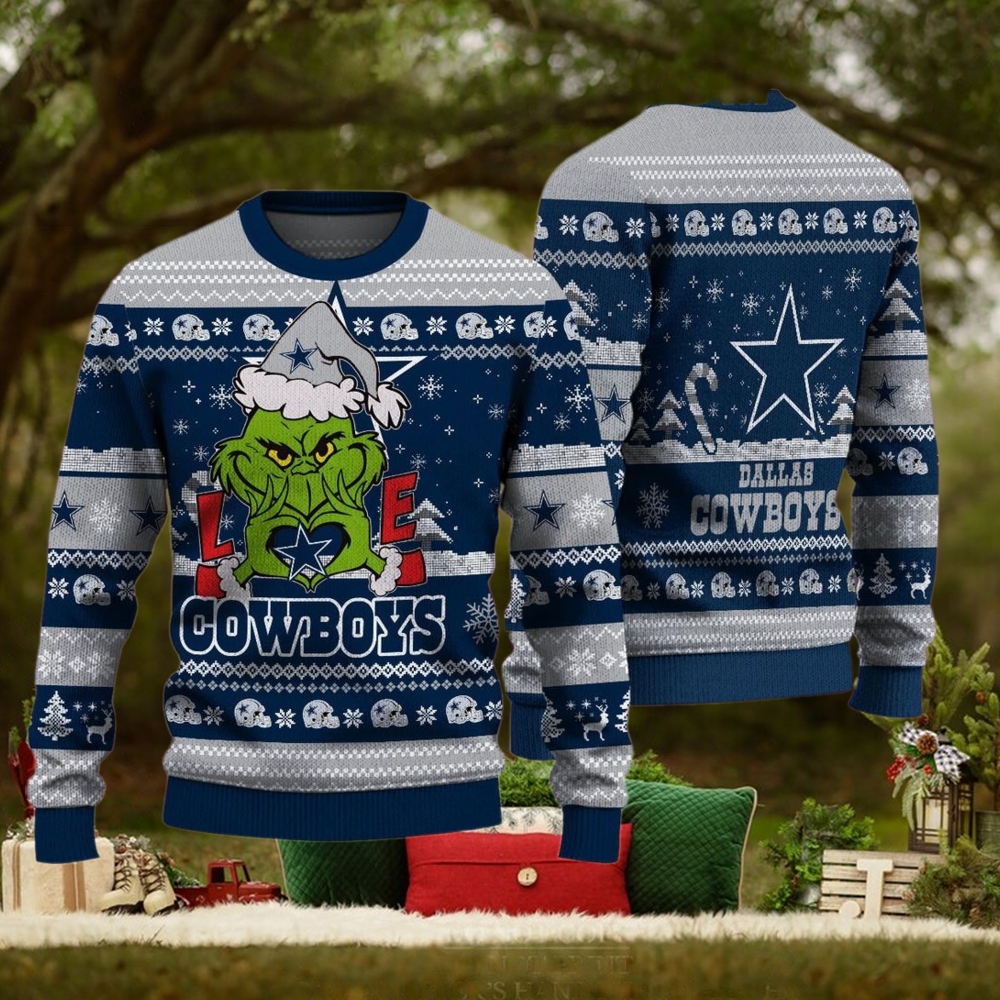 Dallas Cowboys x The Grinch For Merry Christmas 2024 With Love Ugly Sweater Dallas Cowboys x The Grinch For Merry Christmas 2024 With Love Ugly Sweater
