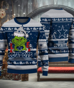 Dallas Cowboys x The Grinch For Merry Christmas 2024 With Love Ugly Sweater