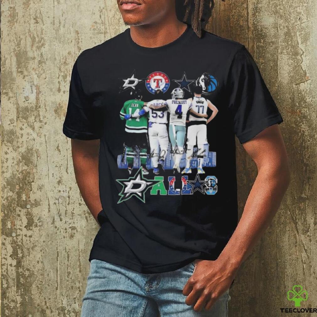 Dallas Mavericks Doncic Dallas Stars Benn Texas Rangers Dallas Cowboy Prescott Signatures shirt Dallas Mavericks Doncic Dallas Stars Benn Texas Rangers Dallas Cowboy Prescott Signatures shirt