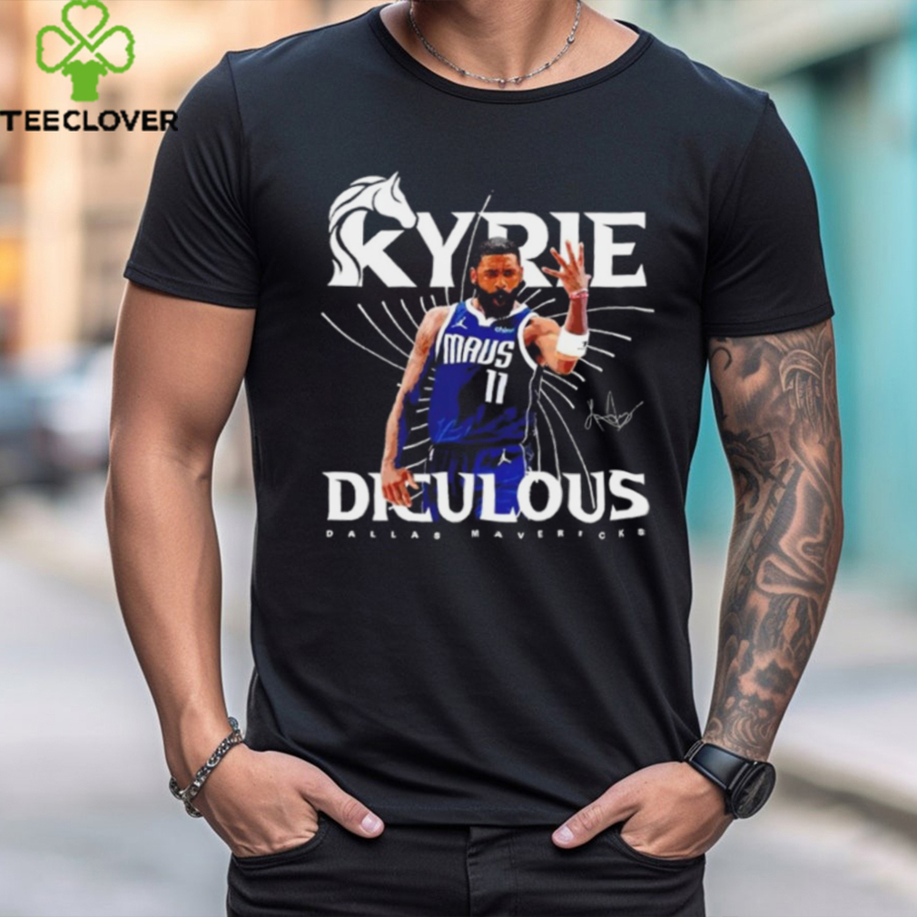 Dallas Mavericks Kyrie Irving Left Hand Celebration Signature T Shirt Dallas Mavericks Kyrie Irving Left Hand Celebration Signature T Shirt