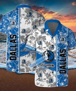 Dallas Mavericks NBA Logo Hibiscus Mix Tree Pattern Set Hawaiian Shirt & Short