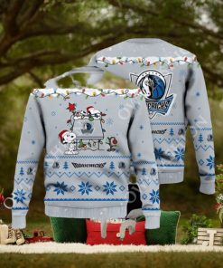 Dallas Mavericks Snoopy Christmas Light Woodstock Ugly Christmas Sweater Jumper