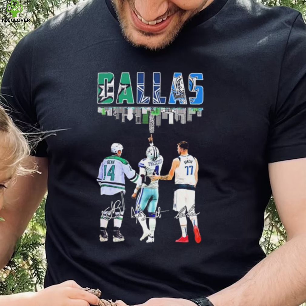Dallas Skyline Sports Jamie Benn Dak Prescott And Luka Dončić Signatures  Shirt - Limotees