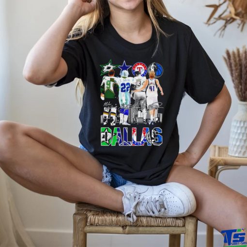 Dallas Stars Dallas Cowboys Texas Rangers Dallas Mavericks signature Dallas City 2023 shirt