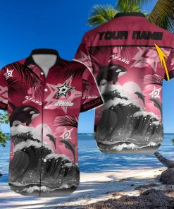 Dallas Stars NHL Custom Name Dolphin And Waves Aloha Summer Hawaiian Shirt