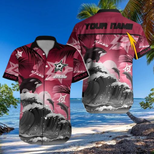 Dallas Stars NHL Custom Name Dolphin And Waves Aloha Summer Hawaiian Shirt