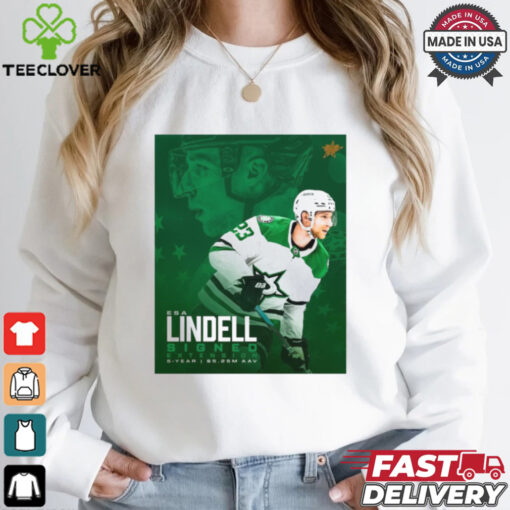 Dallas Stars NHL Esa Lindell Signed Extension 5 Year Poster t shirt