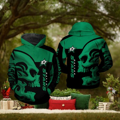 Dallas Stars NHL Skull 3D Printed Hoodie