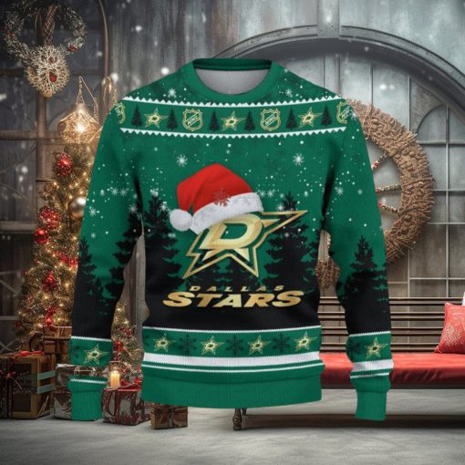 Dallas Stars Ugly Christmas Sweater Tree Santa Hat Car For Fans Gift Familys Holidays