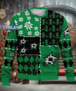 Dallas Stars Ugly Sweater Christmas, Ice Hockey NHL Sweatshirt Pattern 3D
