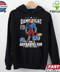 Damn Right I Am A Kansas Jayhawks Win Or Lose Mascot 2024 Shirt, showing unwavering support for the Jayhawks with a bold, team-centered design.