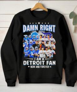 Damn Right I am a Detroit Fan Detroit Tigers Detroit Lions now and forever hoodie, sweater, longsleeve, shirt v-neck, t-shirt