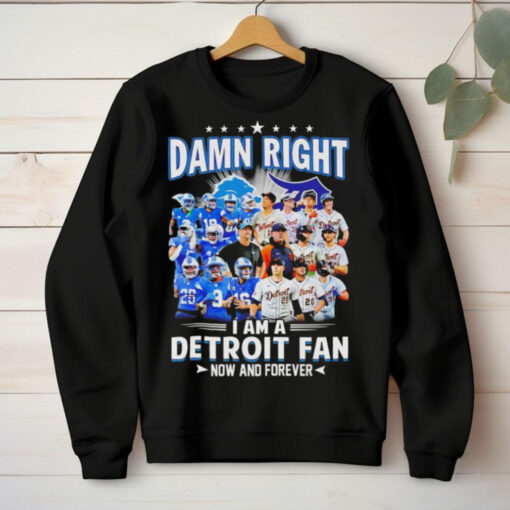 Damn Right I am a Detroit Fan Detroit Tigers Detroit Lions now and forever hoodie, sweater, longsleeve, shirt v-neck, t-shirt