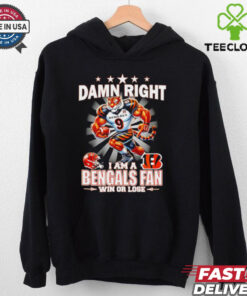 **Damn Right I Am a Cincinnati Bengals Win or Lose Mascot Shirt** – Celebrate your Bengals pride with this bold, fan-favorite design featuring the team mascot. A must-have for loyal fans who stand by their team no matter what!