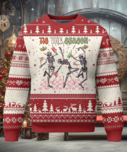 Dancing Skeleton Christmas Ugly Christmas Sweater Tis The Season Retro Boujee Xmas