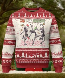 Dancing Skeleton Christmas Ugly Christmas Sweater Tis The Season Retro Boujee Xmas