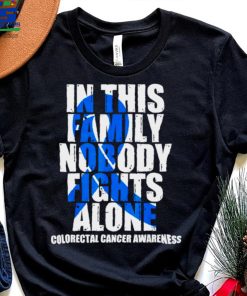 Dark Blue Ribbon Family Colorectal Cancer Awareness T Shirt