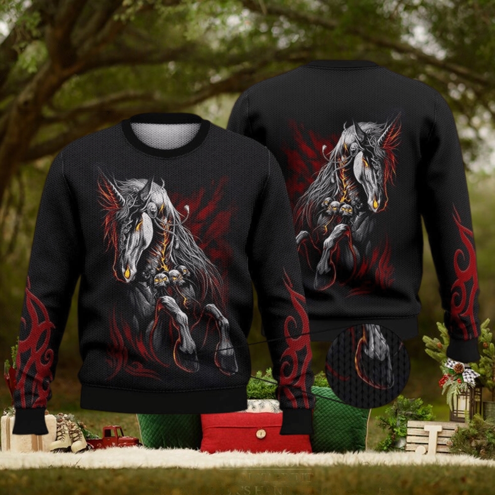 Dark Unicorn Men Women 3D Full Print Ugly Sweater Christmas Gift Sweater Dark Unicorn Men Women 3D Full Print Ugly Sweater Christmas Gift Sweater