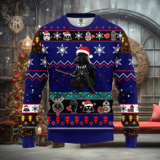 Darth Vader Blue 1 Thanksgiving Women Mens Ugly Christmas Sweater